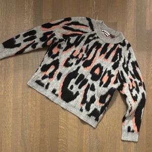 Anthropologie Gray and Black Animal Print Sweater size small